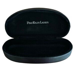 Polo Ralph Lauren Authentic Eyeglass/Sunglass Case Black Clam Shell Syn. Leather